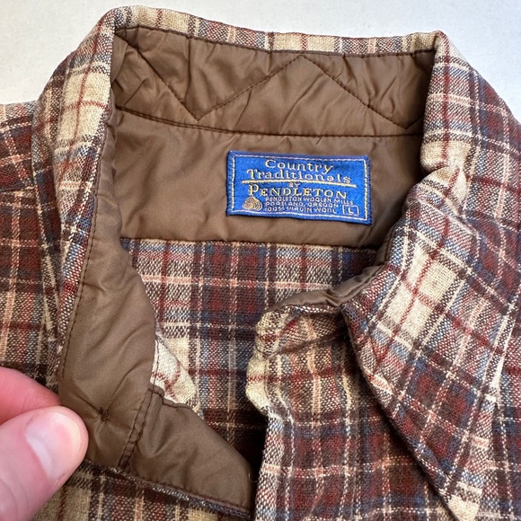 Vintage Pendleton Size Large Plaid Brown 100% Virgin Wool USA Made Mens Shirt - Picture 4 of 10